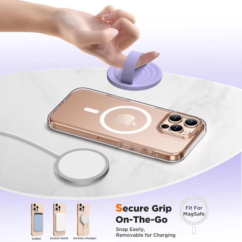 COFFKER Magnetic Phone Grip Ring Holder, Liquid Silicone Magnet Cell Phone Grip Finger Loop, Compatible with Magsafe, Back of Phone for iPhone 17/16/15/14/13/12 Series, Lilac Purple - Image 4